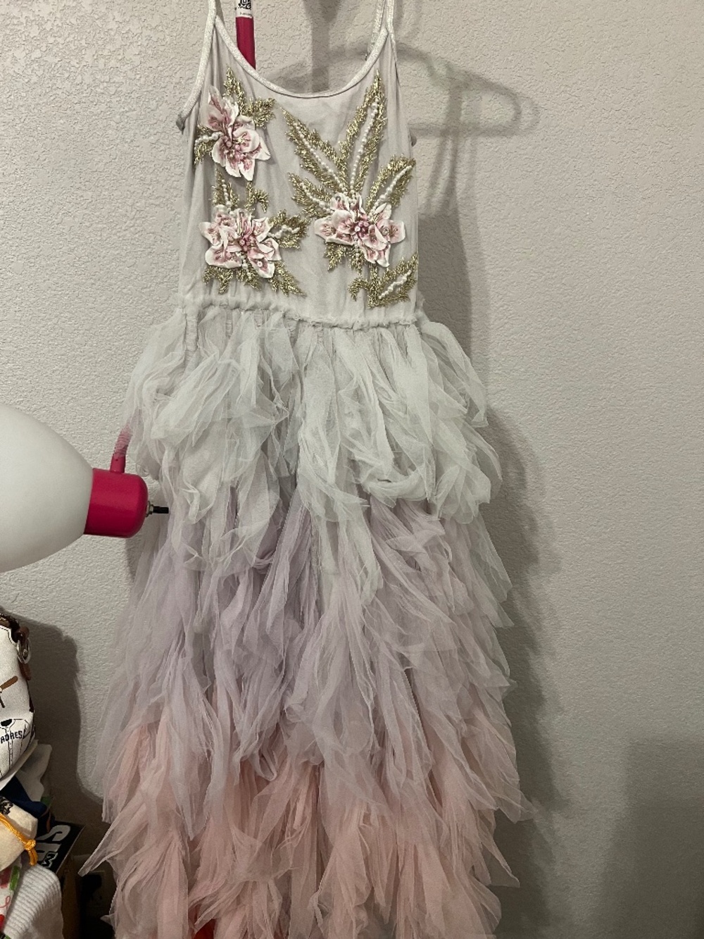 Tutu du monde beaded purple ombre tulle long midi dress